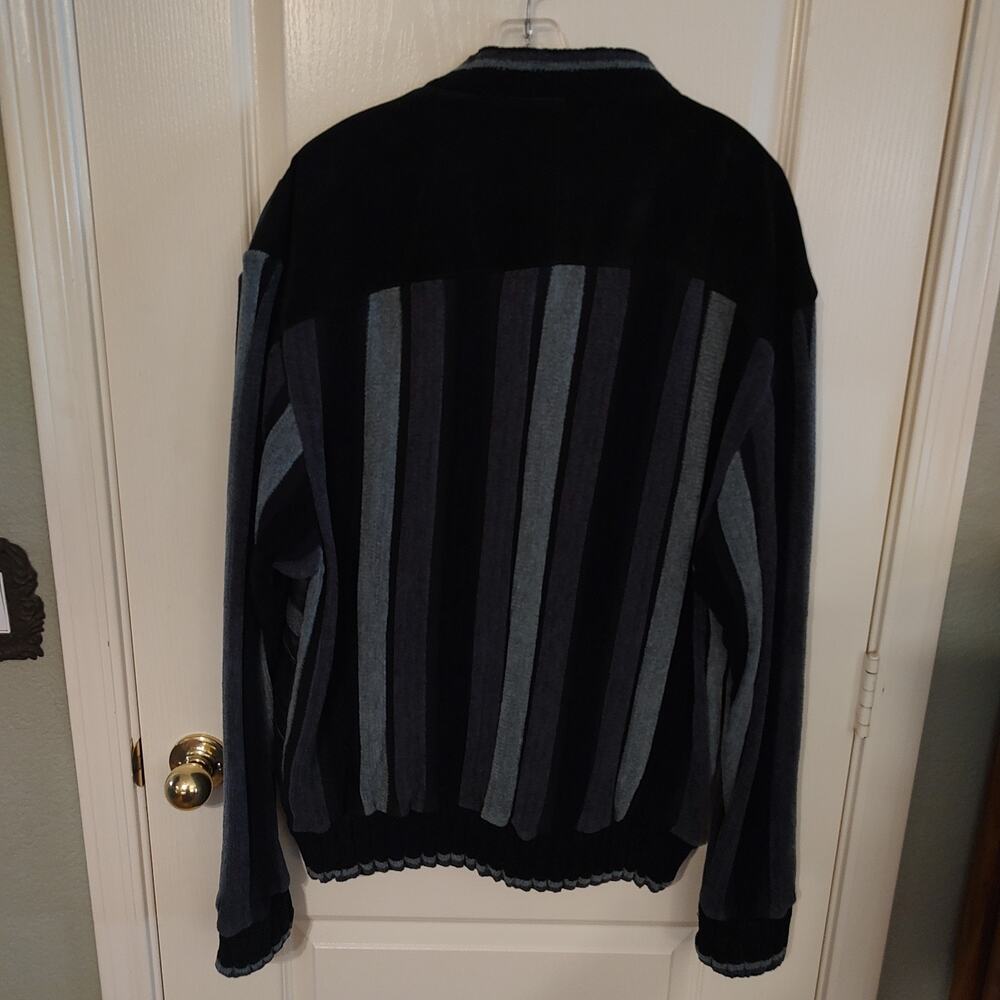 Saxony MENS Black Leather Sweatshirt Collection Size L - Picture 9 of 13